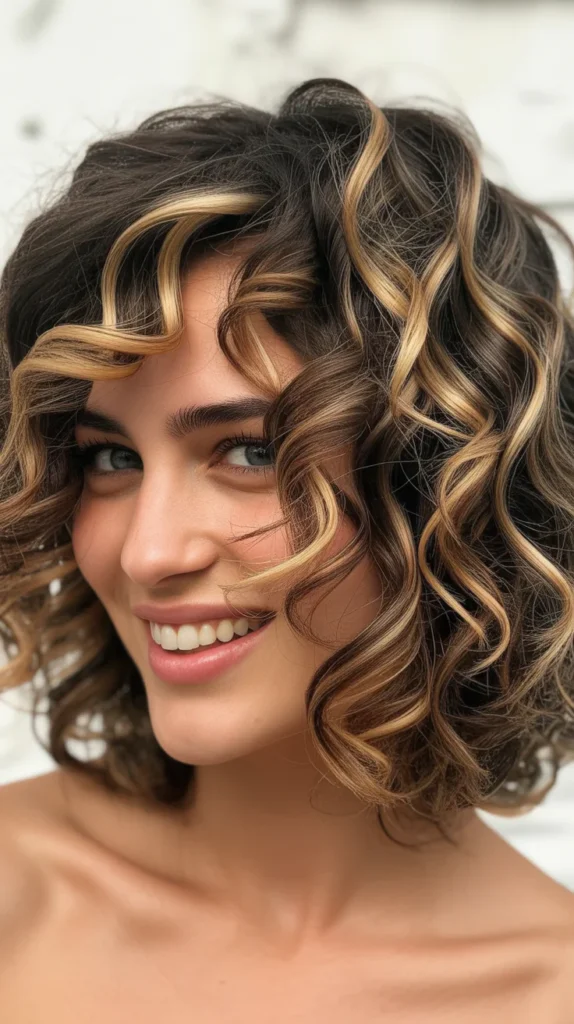 Curly Bob with Highlights and Lowlights