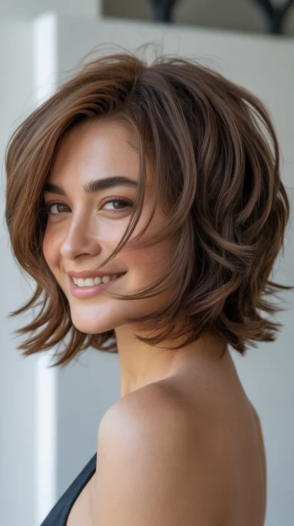 Shaggy Layered Bob for Textured, Full Hair