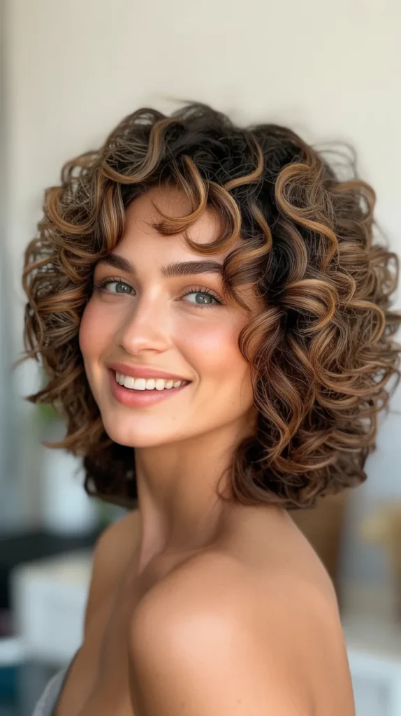 Curly Bob with Volume at the Crown