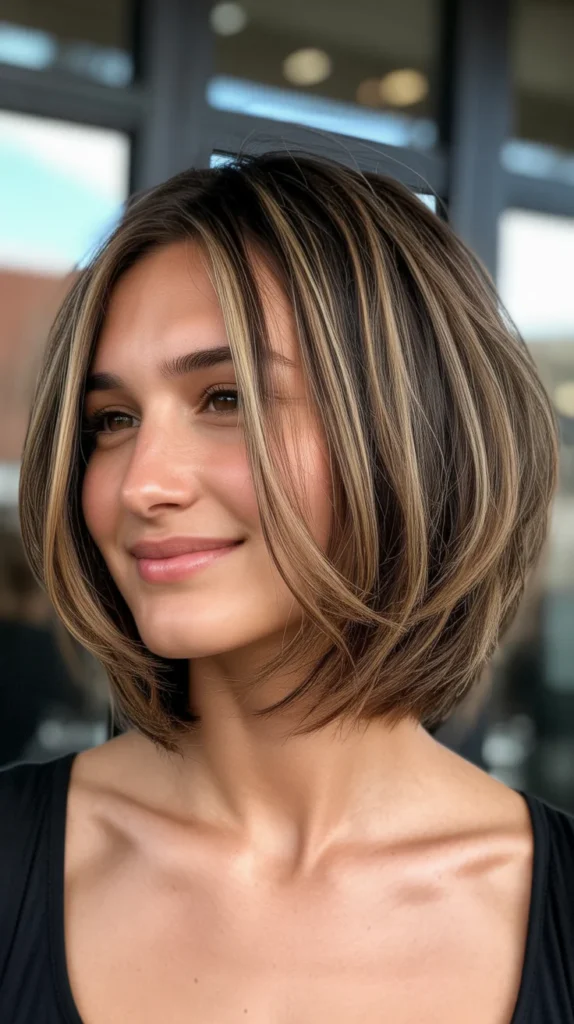 Layered Bob with Choppy Ends for Fine Hair