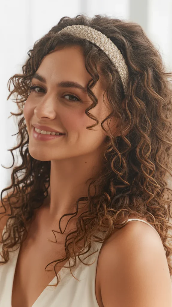 Half-Up, Half-Down Curly Hair with a Headband