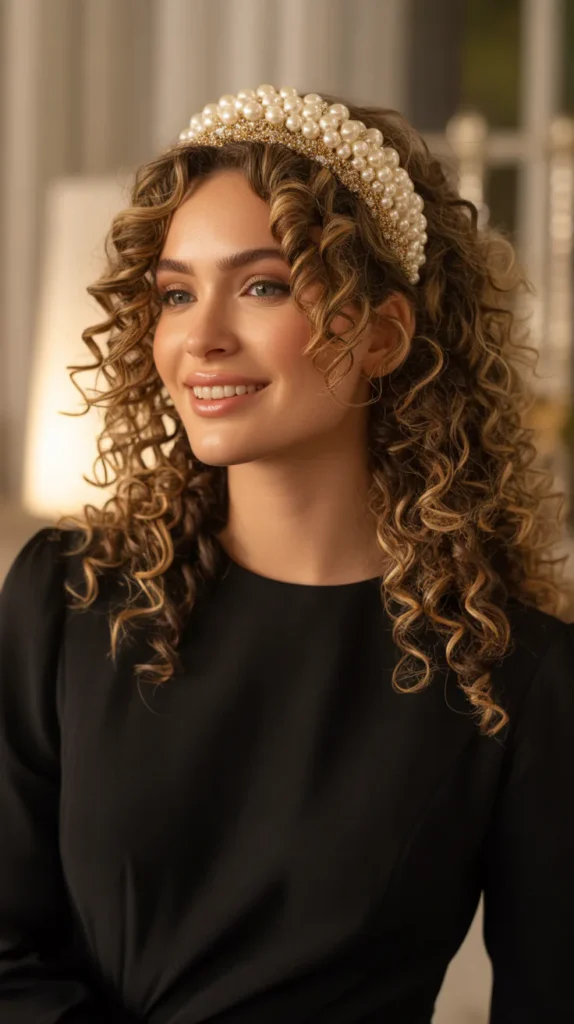 Headband with Curls for a Sophisticated Evening Look