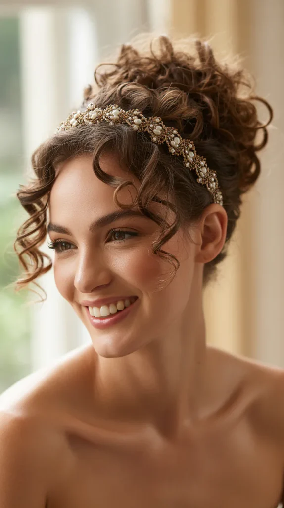 Curly Updo with a Decorative Headband