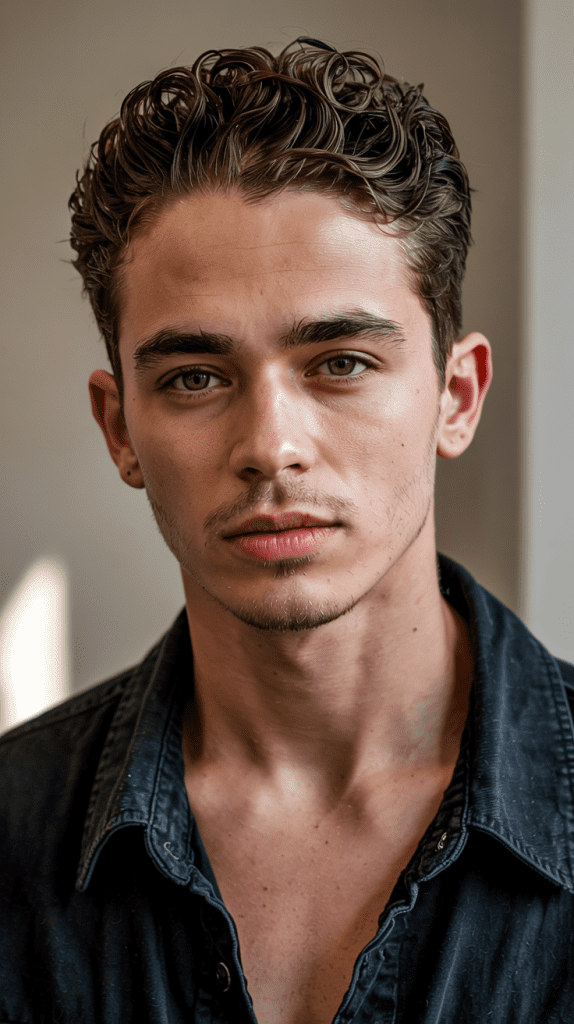 Short Curly Slicked Back