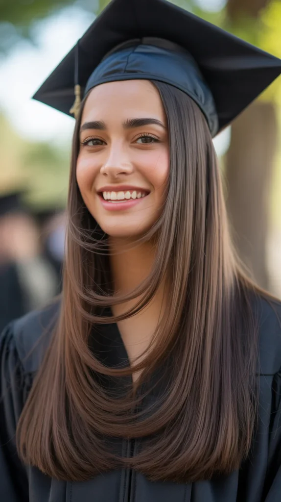 Sleek Straight Hair with a Middle Part
