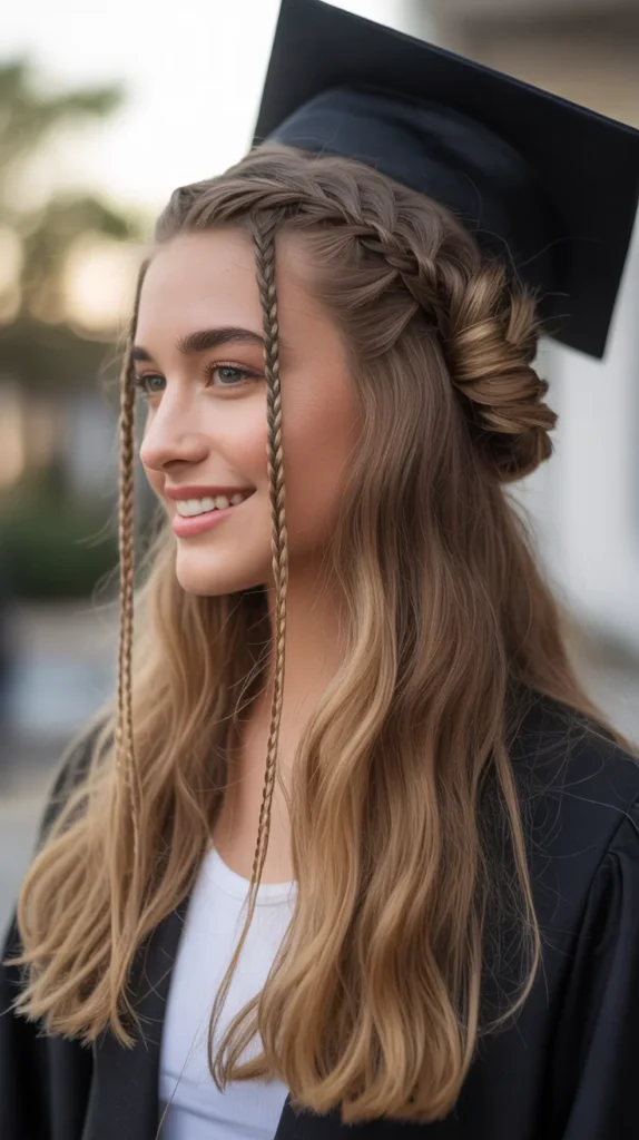 Half-Up Messy Bun with Braids