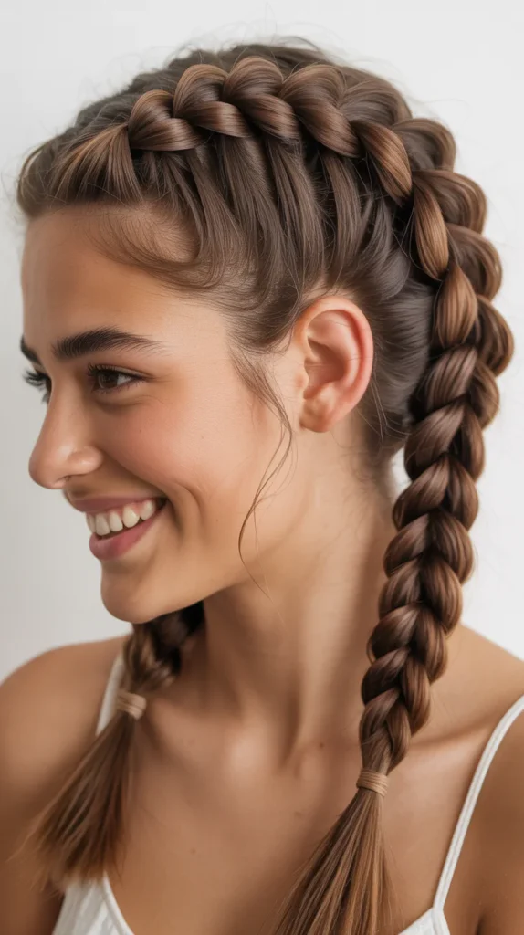  Double Bubble French Braid Ponytail