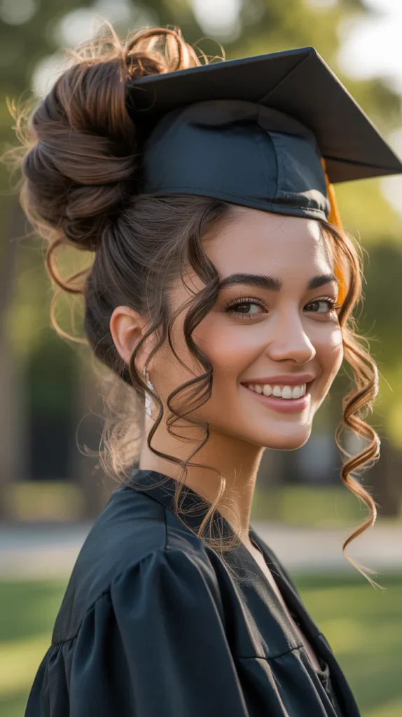 High Messy Bun with Curls