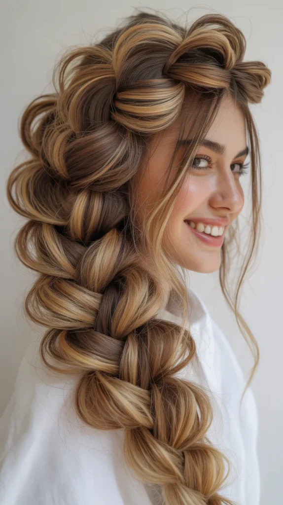 Messy Bubble French Braids with Volume