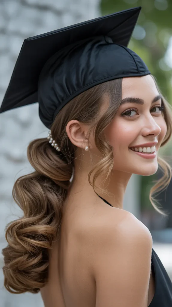  Elegant Low Ponytail with Curls