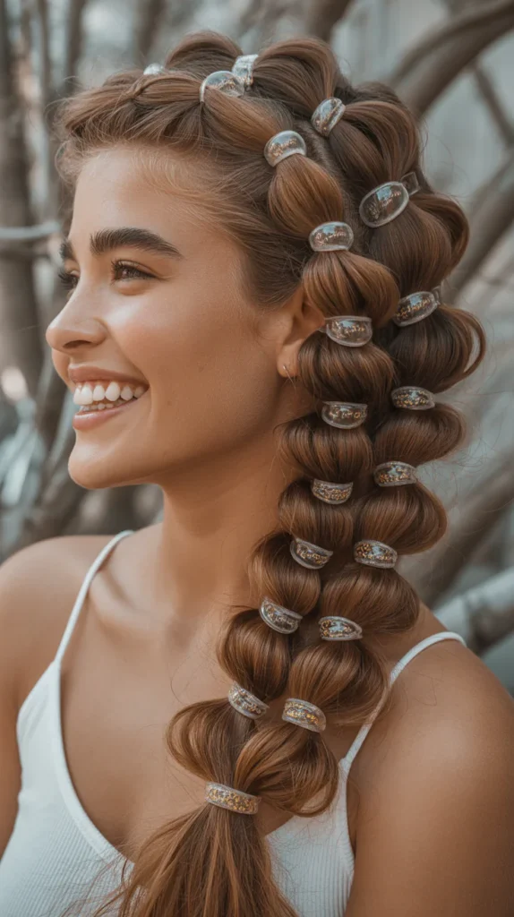 Bubble French Braids with Hair Rings