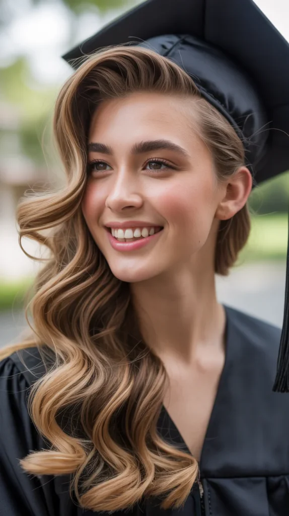 Side-Swept Loose Waves with Pin Curls