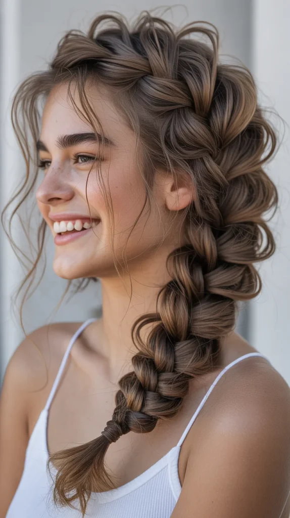 Messy Bubble French Braid