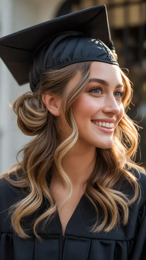 Loose Waves with Messy Bun