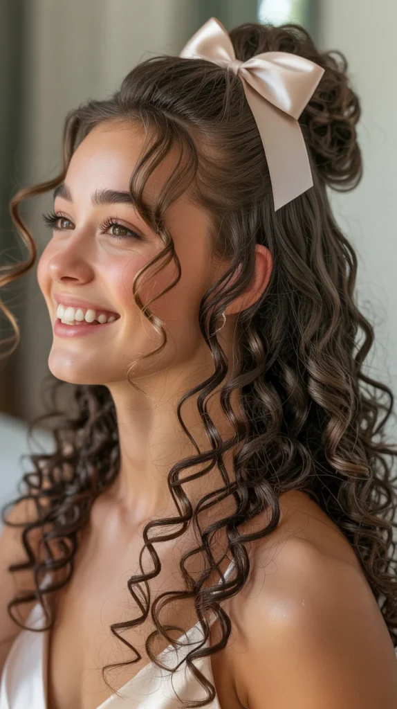 Curly Half-Up Half-Down with a Bow