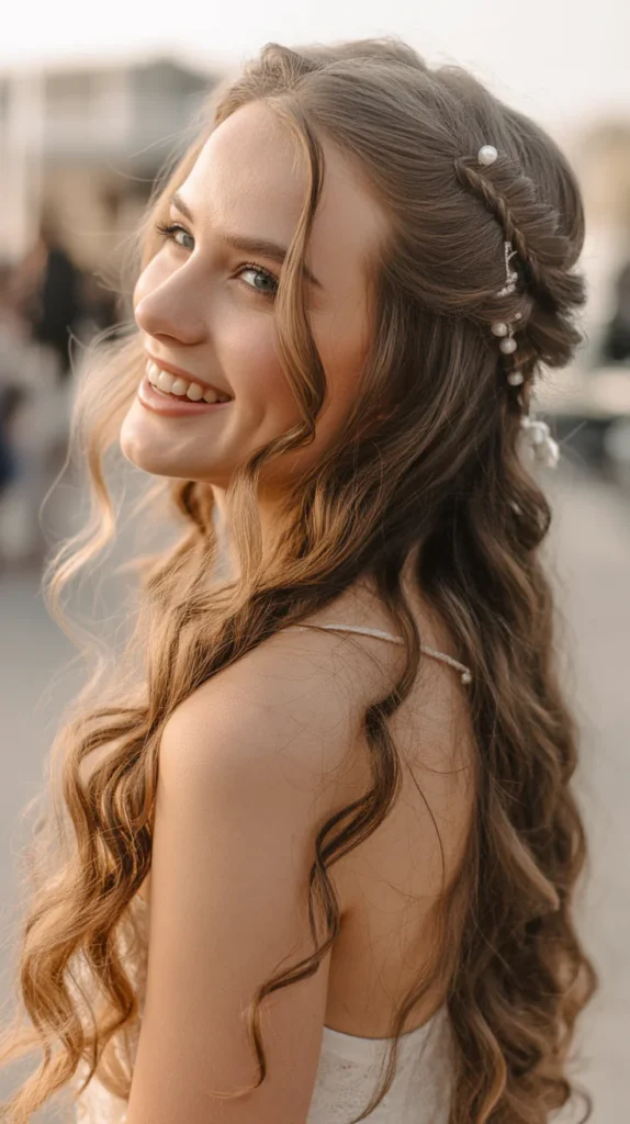 Boho Half-Up Half-Down with Loose Waves