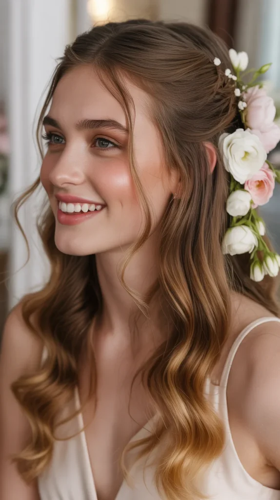 Half-Up with Flower Accents