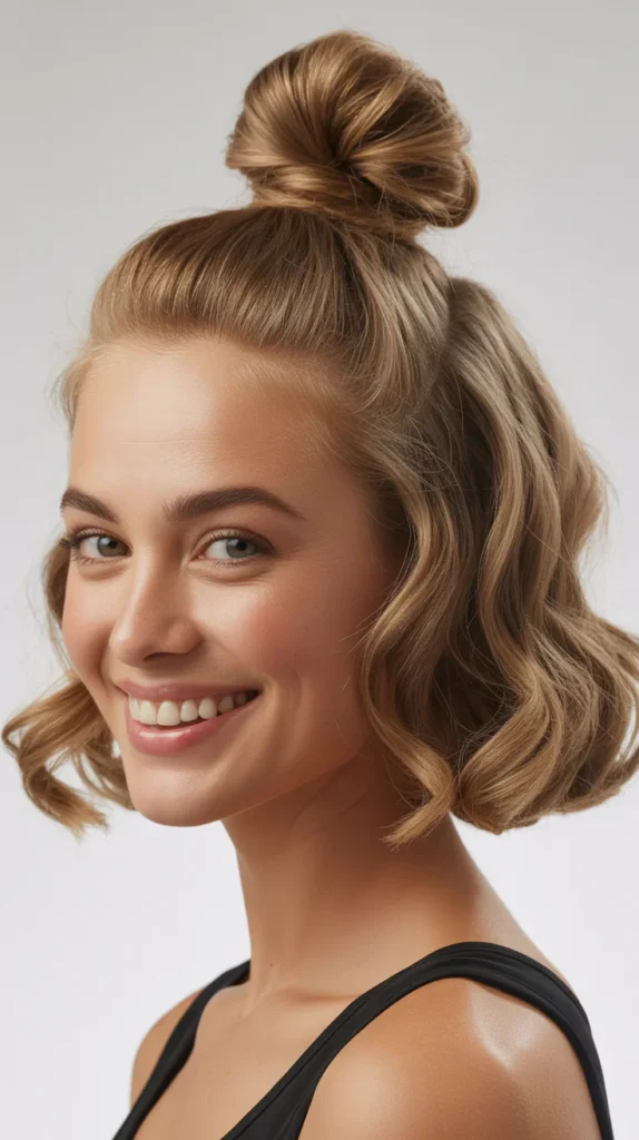 Half-Up Bun with Loose Waves