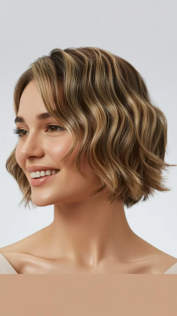 Choppy Bob with Soft Waves for Fine Hair
