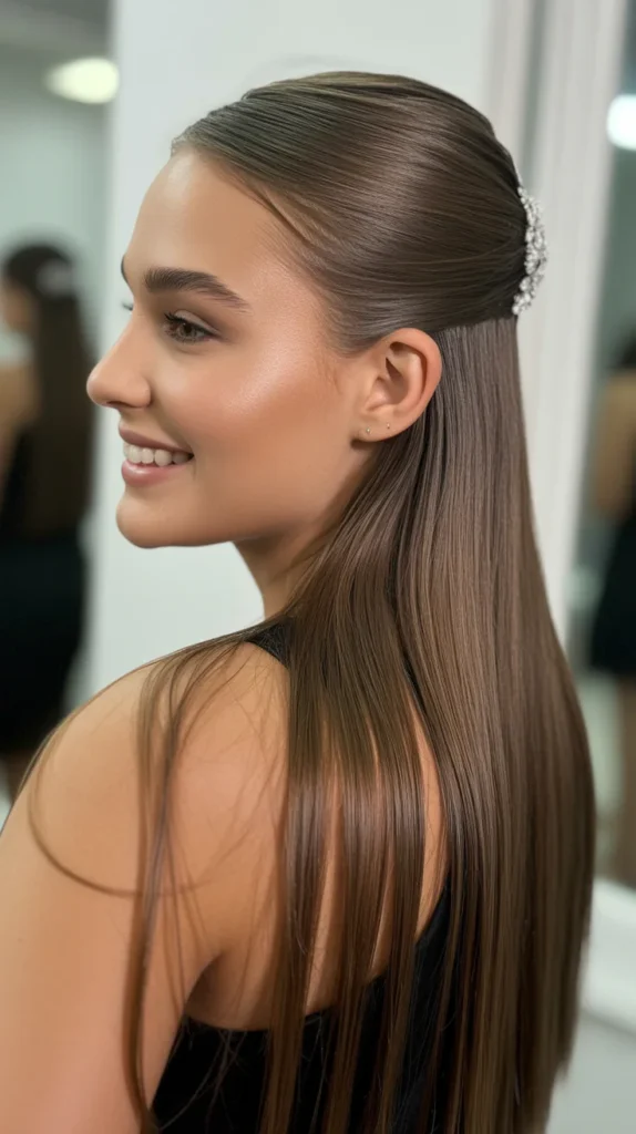 Sleek and Polished Half-Up Half-Down
