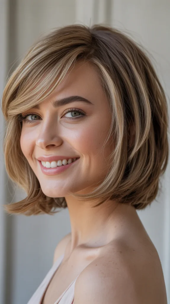 Layered Bob with Side Swept Bangs