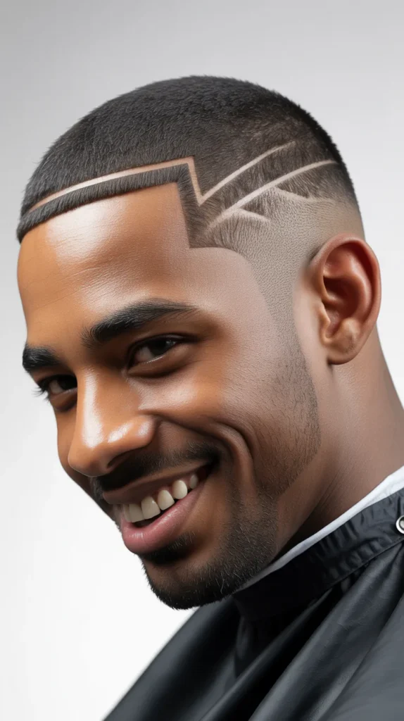 Mid Taper Fade with Line Design