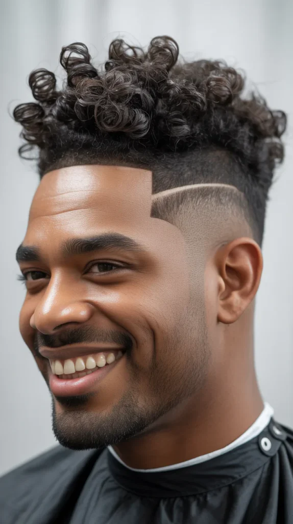 Mid Taper Fade with Curls and Volume