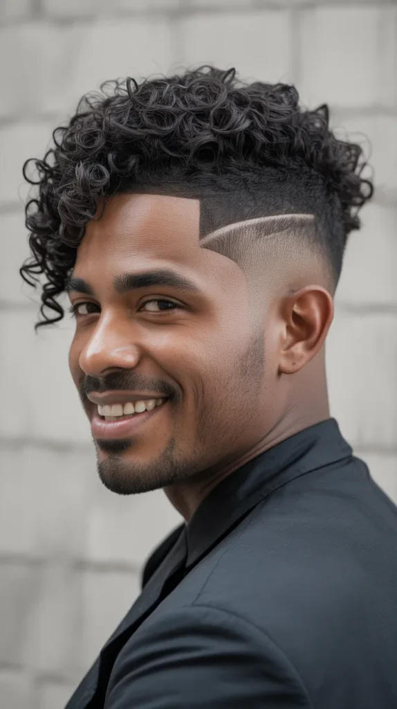 Mid Taper Fade with Side Swept Curls