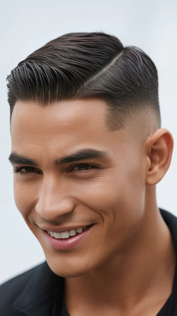 Slicked Side Part with Natural Texture