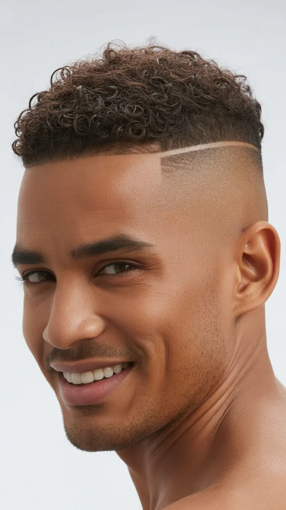 Buzz Cut with Curly Top