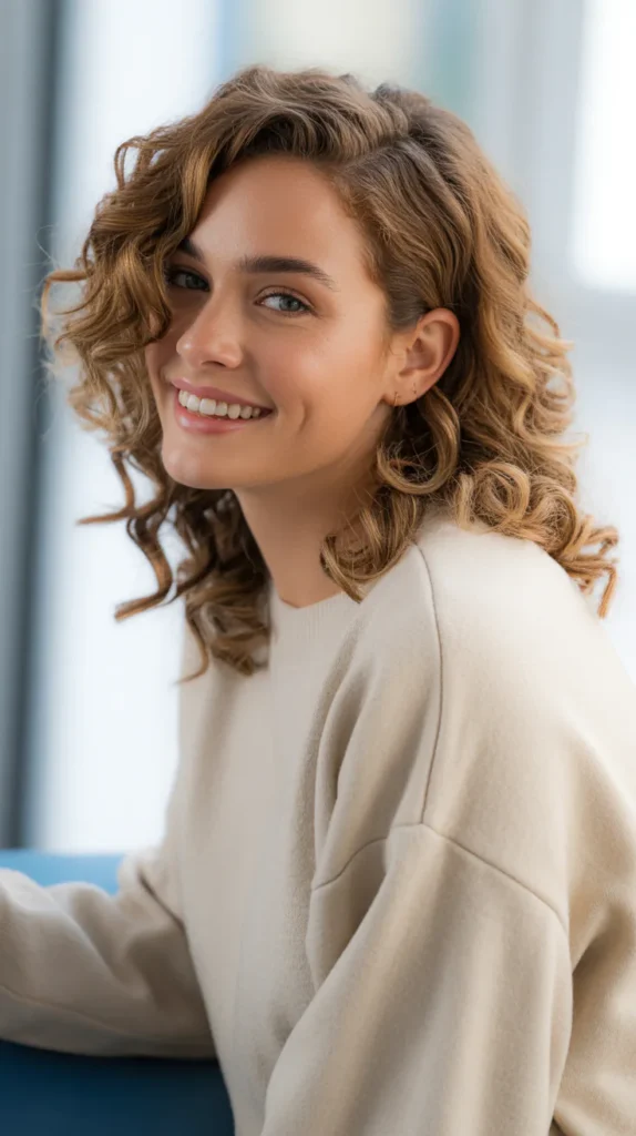 Soft Curls with Side Part