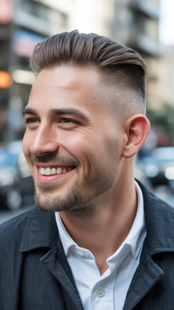 Short Fade with Slicked Back Flow