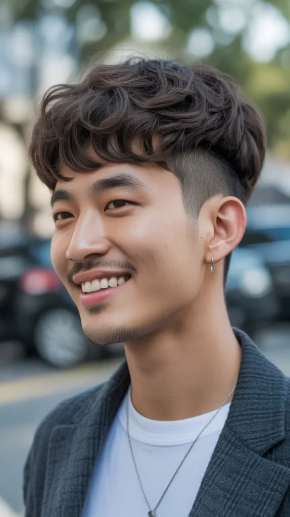  Korean Curly High Top Fade