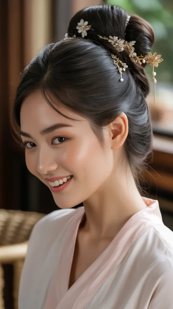 Chinese Bun with Hair Accessories