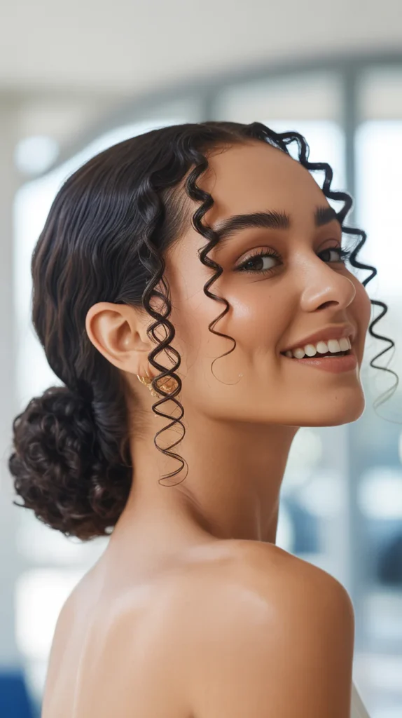  Sleek Low Bun with Curls