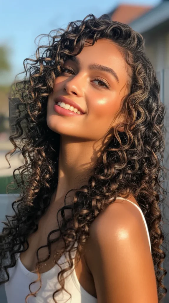 Side Part with Voluminous Curls