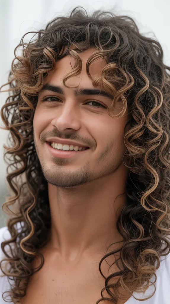 Curly Flow Hairstyle with Highlights