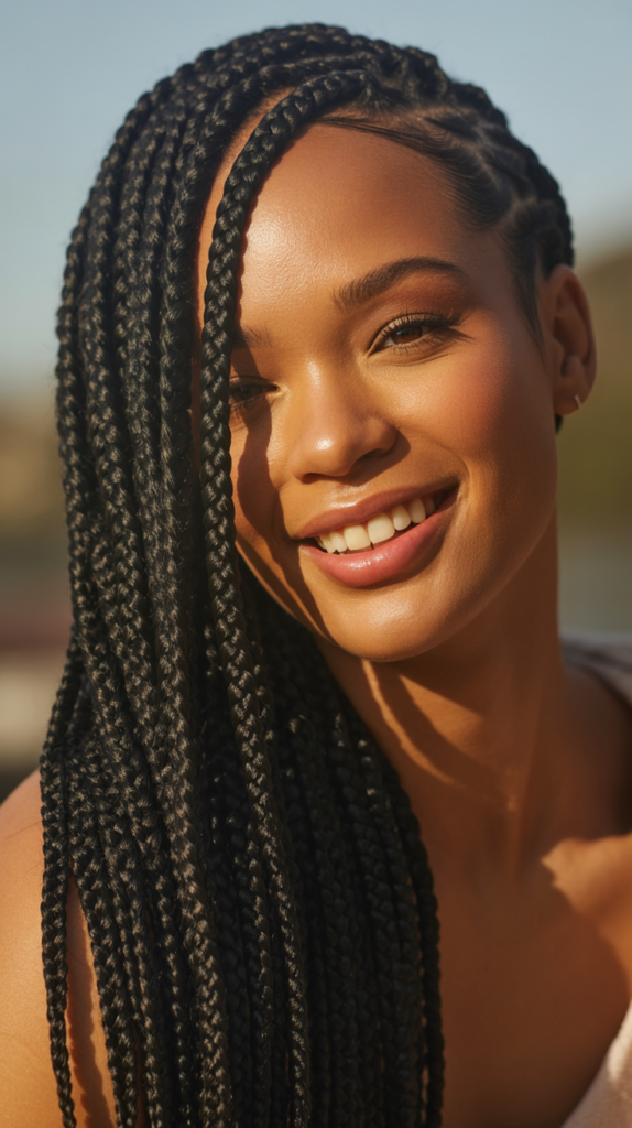 Side-Swept Box Braids