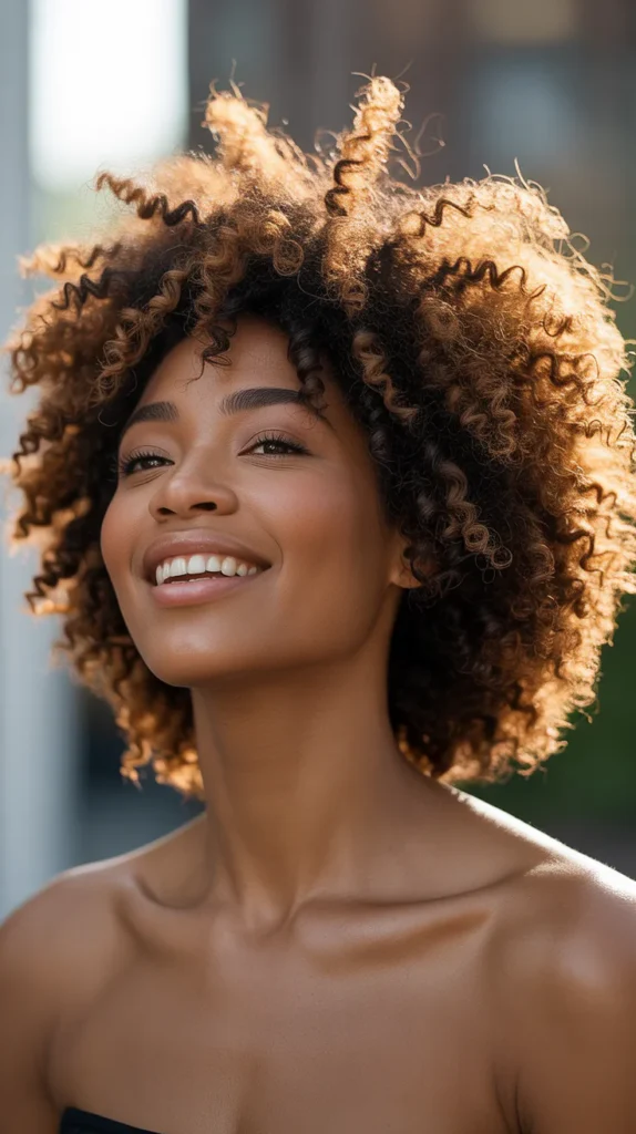 Layered Afro with a Side Part