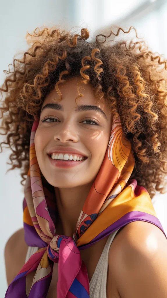 Fluffy Afro with a Scarf