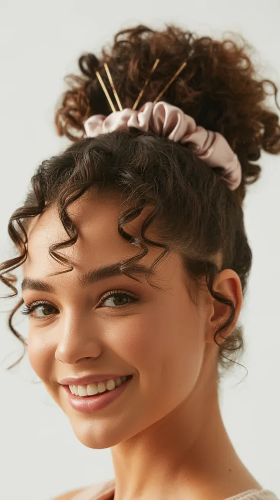 Curly High Bun with Accessories