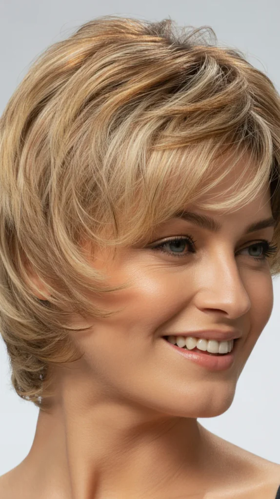 Short Feathered Hair with Highlights