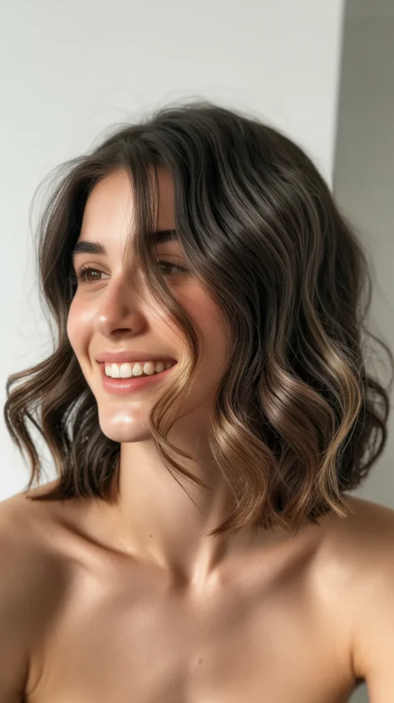 Wavy Lob with Side Part