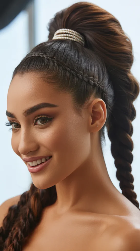 High Ponytail with Hair Wrap