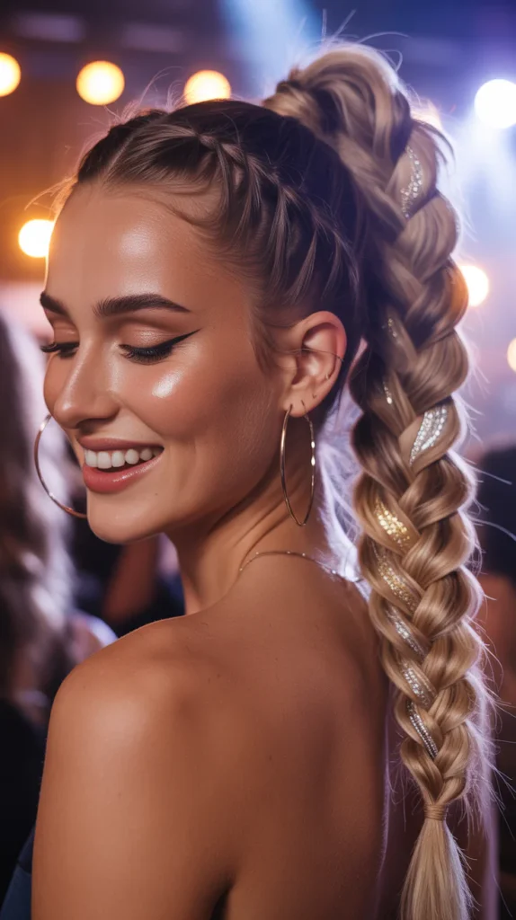 Braided Ponytail with Glitter Highlights