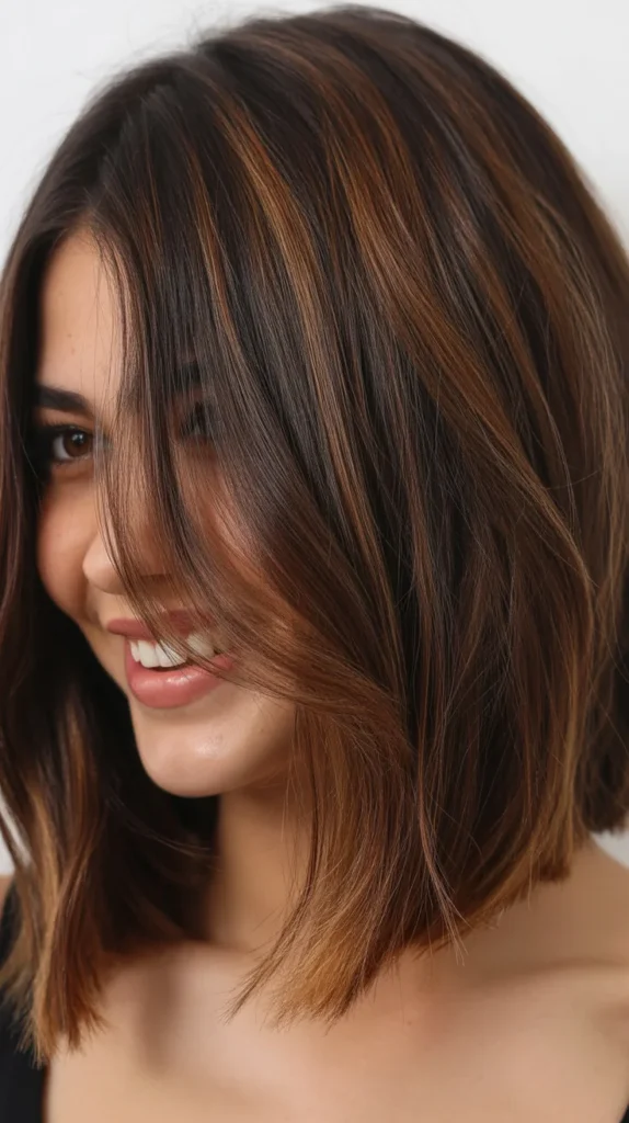 Chocolate Brown Balayage on Short Hair