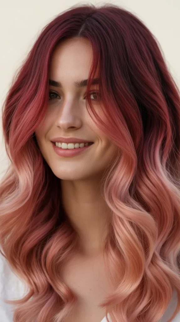 Burgundy to Pink Ombre