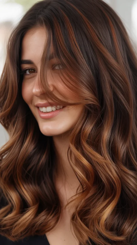 Chocolate Brown Balayage with Subtle Highlights