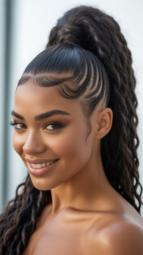  High Ponytail with Braided Edges