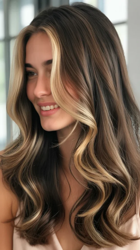 Dark Brown with Blonde Highlights